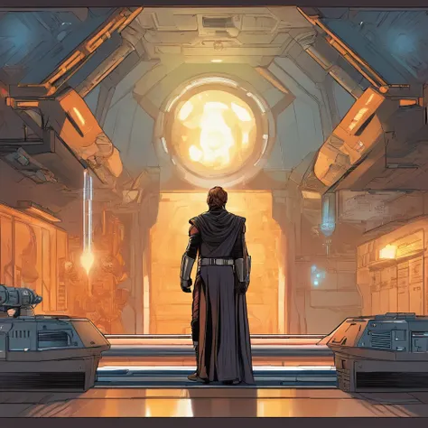 """Star Wars""", One man, is looking at the camera, Questioning gaze, concept art by Magalie Villeneuve, trending on cg society, antipodeans, reimagined by industrial light and magic, filmstill """Star Wars""": The Old Republic", concept art by Ralph McQua...