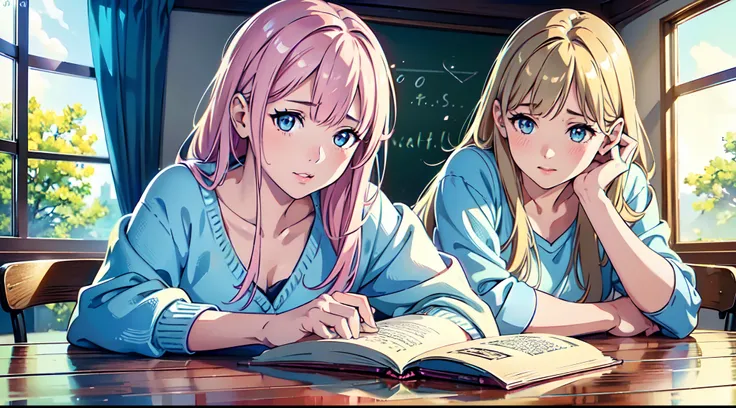 school,sakura,illustration,beautiful detailed eyes,beautiful detailed lips,extremely detailed eyes and face,longeyelashes,students,learning,books,desks,teacher,friends,togetherness,joyful atmosphere,bright and vibrant colors,soft and warm lighting. (best q...