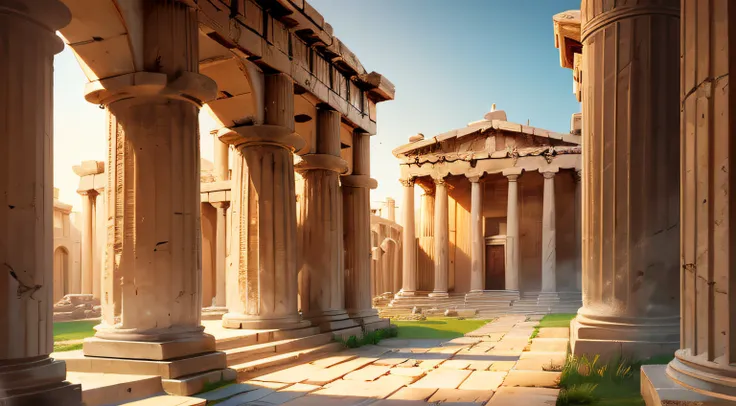 Ancient Greek buildings open environment from the time of ancient Greece in the morning