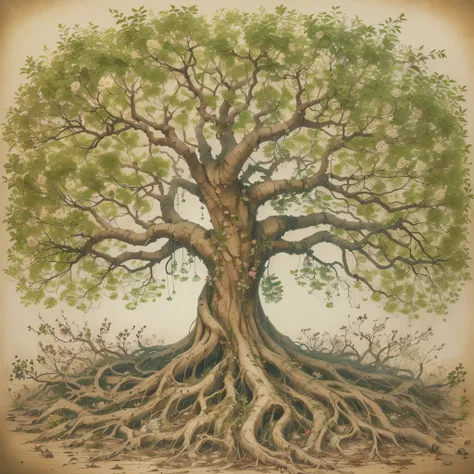 Draw a tree with roots that symbolize experience and knowledge, and branches - intuition. Place various elements on the branches, such as flowers or fruit, that represent intuitive thoughts or decisions.