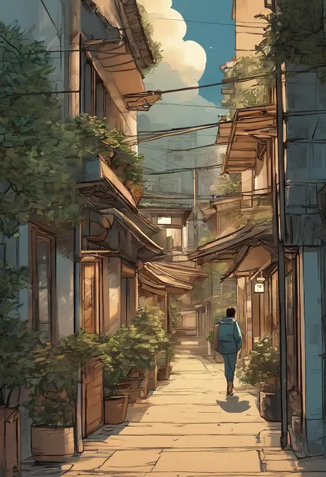 comic strip，Hong Kong comic book style，Fengyun comic style，（（（Comic storyboard））），Two-dimensional picture，Estilo de Makoto Shinkai，Makoto Shinkai manga art，teens girl，The narrow streets of the town，starrysky，vibrant with colors，super-fine，Smooth lines，high...