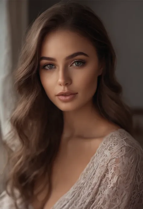 arafed woman fully , sexy girl with brown eyes, ultra realistic, meticulously detailed, portrait sophie mudd, brown hair and large eyes, selfie of a young woman, dubai eyes, violet myers, without makeup, natural makeup, looking directly at the camera, face...