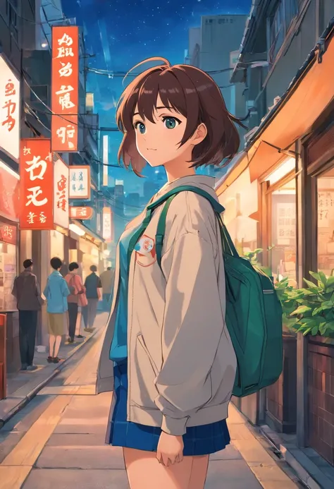 comic strip，Hong Kong comic book style，Fengyun comic style，（（（Comic storyboard））），Two-dimensional picture，Estilo de Makoto Shinkai，Makoto Shinkai manga art，teens girl，The narrow streets of the town，starrysky，vibrant with colors，Hyper-realistic，Ultra photo ...