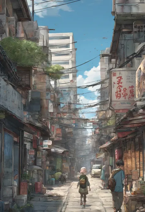 comic strip，Hong Kong comic book style，Fengyun comic style，（（（Cartoon Split））），（（（Comic storyboard））），Two-dimensional picture，Estilo de Makoto Shinkai，Makoto Shinkai manga art，teens girl，The narrow streets of the town，starrysky，vibrant with colors，Hyper-re...