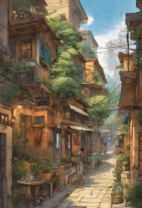 comic strip，Hong Kong comic book style，Fengyun comic style，（（（Cartoon Split））），（（（Comic storyboard））），Two-dimensional picture，Estilo de Makoto Shinkai，Makoto Shinkai manga art，teens girl，The narrow streets of the town，starrysky，vibrant with colors，Hyper-re...