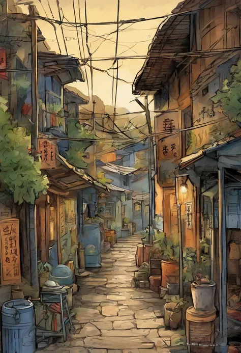 comic strip，Hong Kong comic book style，Fengyun comic style，（（（Cartoon Split））），（（（Comic storyboard））），Two-dimensional picture，Estilo de Makoto Shinkai，Makoto Shinkai manga art，teens girl，The narrow streets of the town，starrysky，vibrant with colors，Hyper-re...