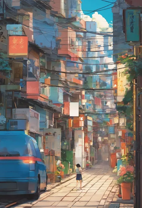 comic strip，Hong Kong comic book style，Fengyun comic style，（（（Cartoon Split））），（（（Comic storyboard））），Two-dimensional picture，Estilo de Makoto Shinkai，Makoto Shinkai manga art，teens girl，The narrow streets of the town，starrysky，vibrant with colors，Hyper-re...