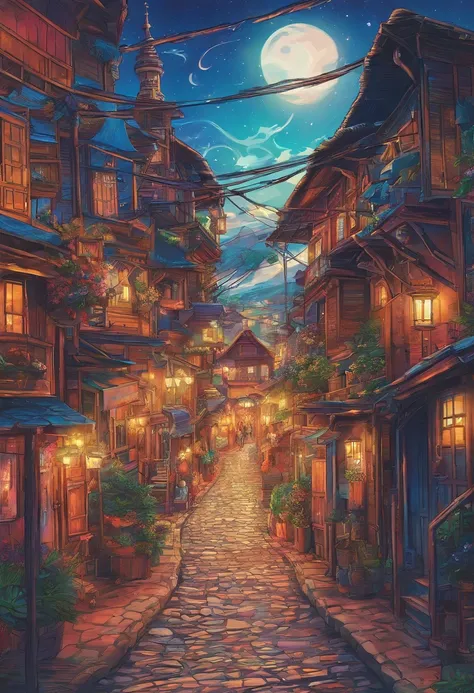 （（（Cartoon Split））），（（（Comic storyboard））），Two-dimensional picture，Estilo de Makoto Shinkai，Makoto Shinkai manga art，teens girl，The narrow streets of the town，starrysky，vibrant with colors，Hyper-realistic，Ultra photo realsisim，super-fine，Smooth lines，high ...