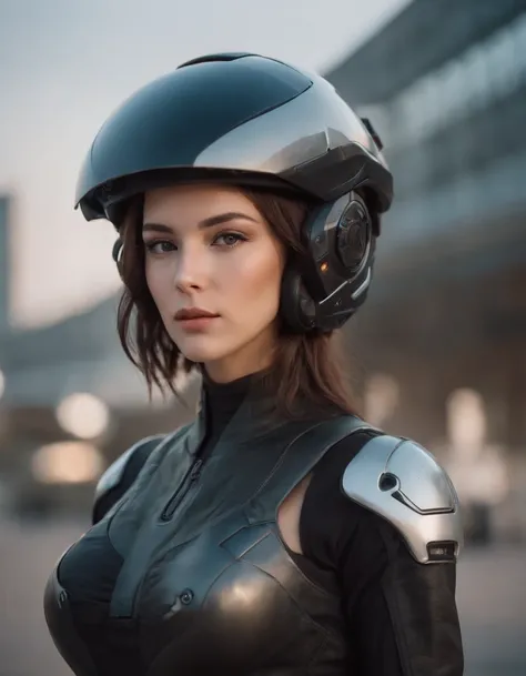 Beautiful woman medium hair, wearing cap, cyberpunk style short clothesBeautiful woman medium hair, wearing cap, cyberpunk style short clothes,Highly cohesive 1girl，He has a delicate and beautiful face，Dressed in black mech , unzippped , bra visible with b...