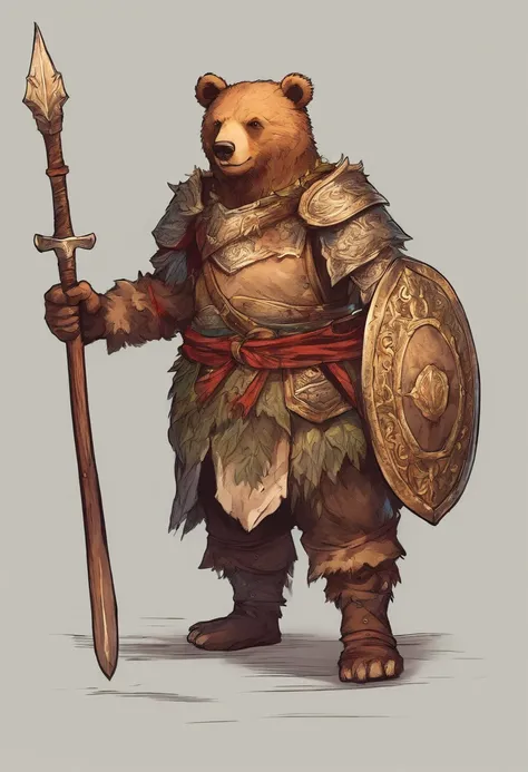 Teddy bear warrior carrying a spear and shield, debaixo da cama. ACTION SCENE.