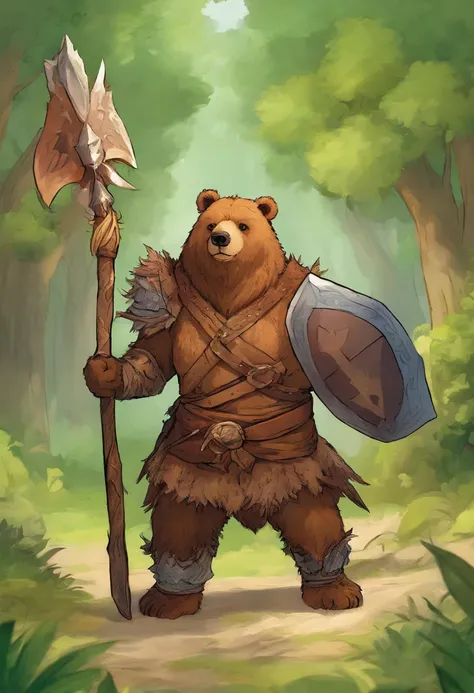 Teddy bear warrior carrying a spear and shield, debaixo da cama. ACTION SCENE.