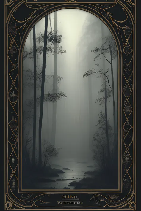 ((without people)) ((nobody)) Vintage Victorian style, Precise vintage encyclopedia (best quality:1.2), (detailed:1.2), (masterpiece:1.2), vintage illustrations of a dark swamp foggy forest