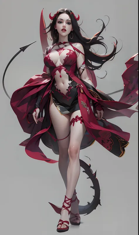 A woman in a red dress, 2. 5d cgi anime fantasy art |, succubus, woman demon, goth