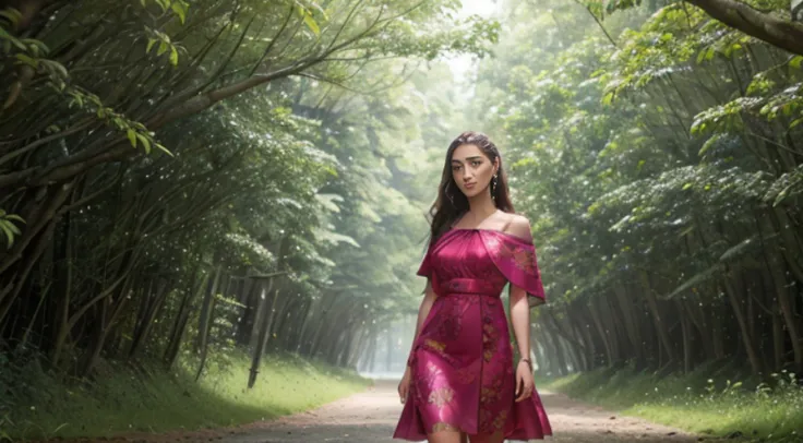 A woman in a light pink dress standing in a cherry forest, Artgerm, paisagem realista, Artgerm detalhado, olhos perfeitos, rosto perfeito, Ultra Detalhado, tiro de corpo inteiro, (Skindentation: 1.5), realista, realista, (obra-prima: 1.5), arte conceitual,...