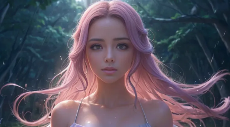 A woman in a light pink dress standing in a cherry forest, Artgerm, paisagem realista, Artgerm detalhado, olhos perfeitos, rosto perfeito, Ultra Detalhado, tiro de corpo inteiro, (Skindentation: 1.5), realista, realista, (obra-prima: 1.5), arte conceitual,...