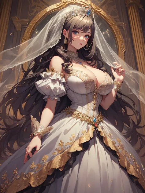 ((anime artstyle)),(Masterpiece),(Best Quality), (Super Detail),((Very Delicate and Beautiful)),cinematic lighting,1 girl,(((full body portrait))),standing in palace,((solo)),digital art,(((1 princess in beautiful embroidery and jeweledgorgeous princess ro...