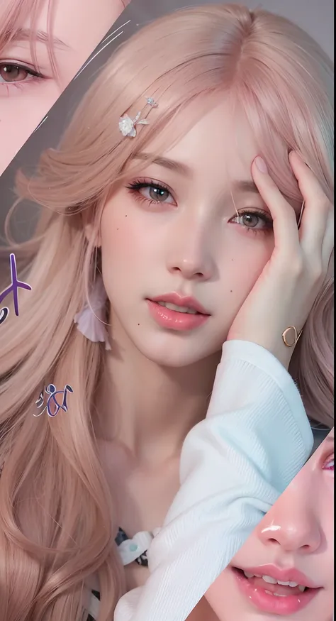 Garota anime com longos cabelos loiros e olhos cor-de-rosa segurando um guarda-chuva rosa, kawaii retrato realista, Estilo anime 3D realista, estilo realismo anime, Arte no estilo de Guweiz, anime fotorrealista, inspirado em Yanjun Cheng, realistic anime a...