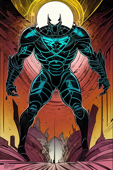 weird edgy superhero, standing, solo, full body, dark, mysterious, surreal, powerful, dramatic lighting, intense colors, comic b...