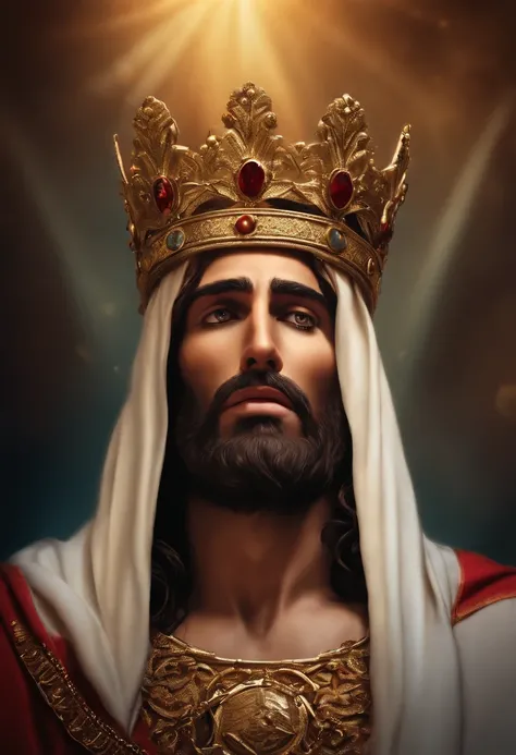 imagem no formato 16:9 with 2048x1024 resolution depicting a scene with Jesus Christ wearing a crown of thorns on his head. The image must be moving and convey the message of sacrifice and redemption. Make sure the expression on Jesus face reflects compass...