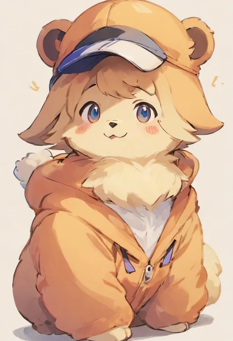 Half-body close-up，A cute bear，largeeyes，Cute pose，Painting of cute bear in hat，Wear sportswear，Detailed, Ultra-realistic rendering，Street style，Cute pose，Stylish clothes，Animate