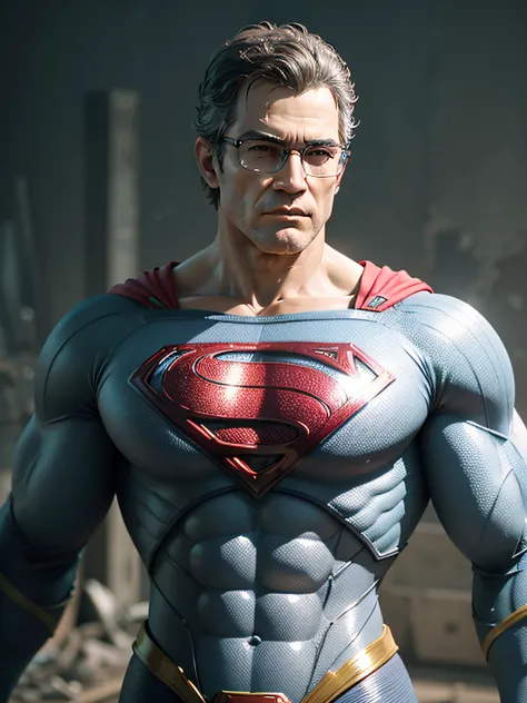 Coelho caracterizado como superman, renderizar 3D, octano, Motor CGI Unreal, Arte intrincada, 8k