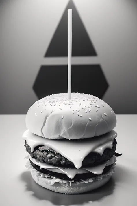 burger, extremamente detalhado, suculenta, (camera footage: sem desfoque), (quantidade: 1), (position: relativa), (resolution: Full HD), (Fundo: Branco), (distance: longe) white single-color background