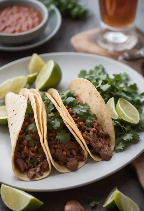 tacos de barbacoa, salsa verde ,mexicanos , sabrosa, caliente, foto promocional, detalles intrincados, hdr, kinematics, adobe lightroom, muy detallada