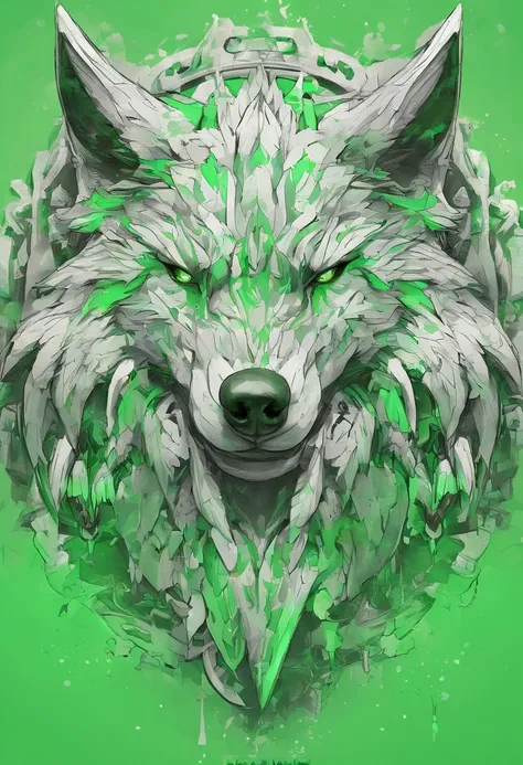 Splash art, a wolfs head, ((fundo verde green screen)), olhos penetrantes, epic instagram, artstation, estilo splash de tinta colorida, contorno, hiperdetalhado intricadamente detalhado, motor irreal, genial, detalhes intrincados, tela inicial, cores compl...