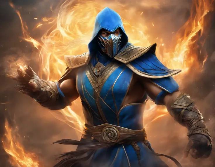 ((Subzero do mortal Kombat, ultra realistic)), (((corpo inteiro))), ((perfect hands)), atordoante, hyper realistic, octan render, surrounded by the effect of smoke and lightning, Estilo Mortal Kombat, fundo antigo, elegante, atordoante, (papel de parede), ...