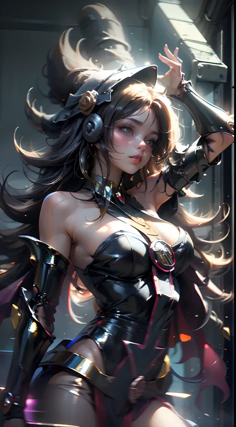 NSFW chica maga oscura, Cubierta de cristal, parte superior del cuerpo, Disparo lateral, Color alternativo, obra maestra, detailed illustration, realista, Pixiv Calidad superior, exquisito, {{{Linda 1chica Maga Oscura}}}, Super beauty merging with the mach...