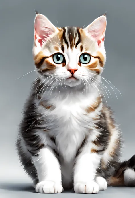 a cat of the american shorthair breed, pintura estilo 3d aquarela, gato cabelo curto americano, imagem completa, high resolution...