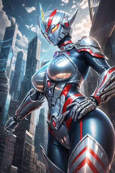 ​master piece, best quality, hight resolution, realistic,upper body,
1girll,female ultraman, an enormous woman, mecha ultraman, ...