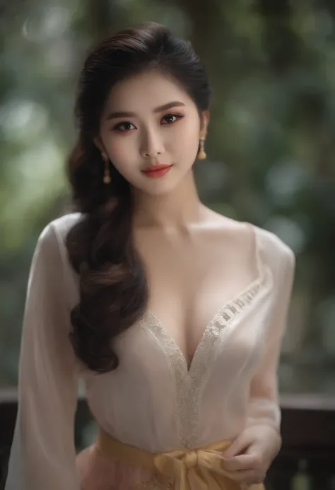 Asian women，tmasterpiece，Highest quality，photorealistic realism，Tremendously beautiful，Very detailed，Female characteristics are distinct，huge boob，whole body display，wearing short skirt，Plate hair，1 woman