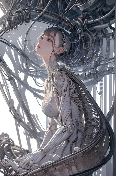 (((masterpiece))), (((best quality))), ((ultra-detailed)), (highly detailed CG illustration), ((an extremely delicate and beautiful)),(from side),cinematic light,((1mechanical girl)),solo,full body,(machine made joints:1.2),((machanical limbs)),(blood vess...