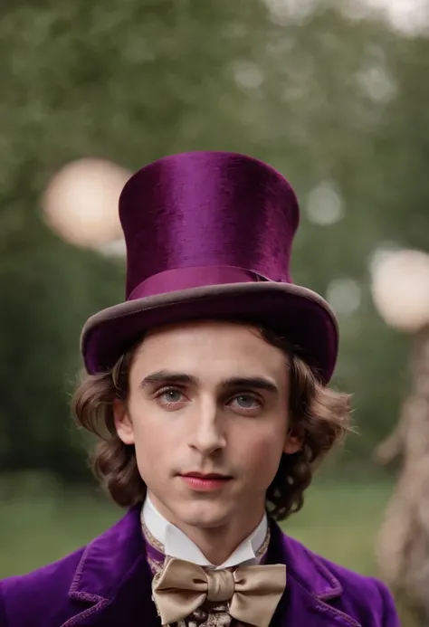 make me a photo of Willy Wonka from 2023 with Timoty Chalamet