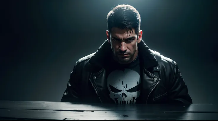 the Punisher, CGI with clear focus, Photorealistic, high detail, Realistic, Masterpiece, absurdress, Best Quality, HDR, hiquality, hight resolution, Extremely detailed, 8k wallpaper, intricate details, 8K UHD, Full-HD, (foto realista:1.2), Contrast, sharp ...