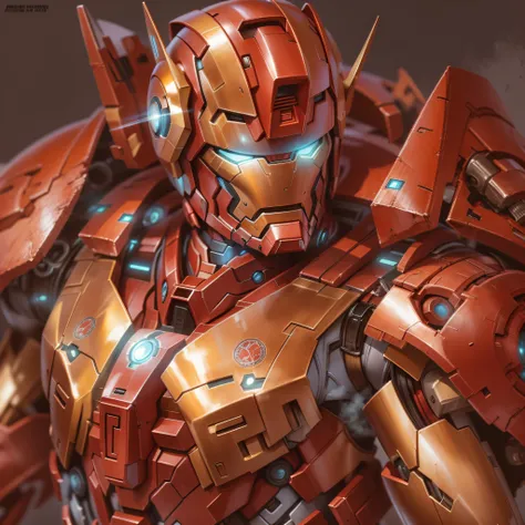 ironman style gundam mobile suite armor in the style of mario feng and ernie barnes, musculine, fantasy, intricate, elegant, highly detailed, digital painting, artstation, concept art, smooth, sharp focus, illustration, art by artgerm and greg rutkowski an...