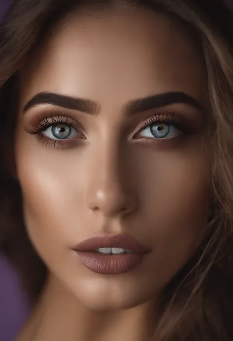 Arafed woman completely , Hispanics,fille sexy aux yeux bruns, ultra realist, Meticulously detailed, Portrait Sophie Mudd, cheveux bruns et grands yeux, selfie of a young woman, Dubai Eyes, Violet Myers, sans maquillage, maquillage naturel, looking straigh...