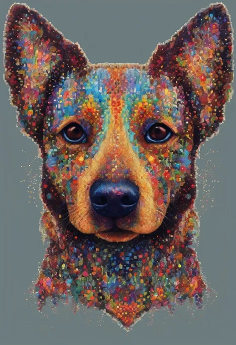 vibrant color drawing of a simple cute dog based mandala