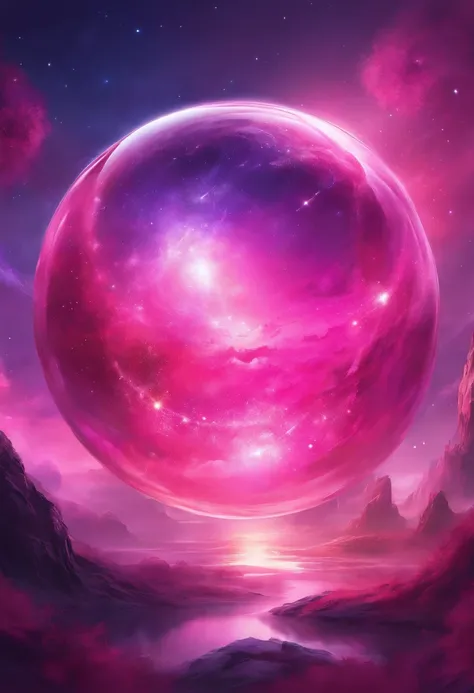 Bold pink galaxy crystal sphere