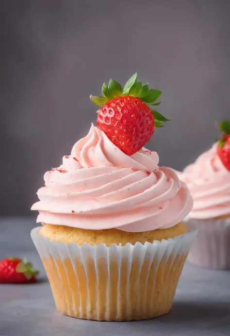 A strawberry lemonade cupcake with cookie cream