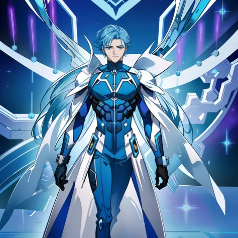 a blue robot man with fairy wings, huge pecs, gray face, standing next to a futuristic luxury car, amazing design, poster design, creative, cartoon - style image of a sexy man dressed as a fairy, extremely detailed artgerm,l, 2. 5 d cgi anime fantasy artwo...