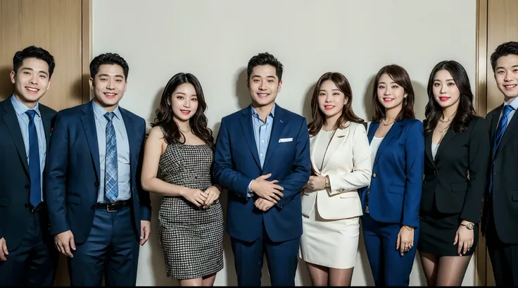 (RAW photo:1.2), (Photorealistic:1.4), A group of 5 men and 5 woman posing for a company photo, very detailed eyes and faces, A detailed eye, ultra - detailed, A high resolution, very detailed, best quality, unified, 8k, masterpiece, best quality, men are ...