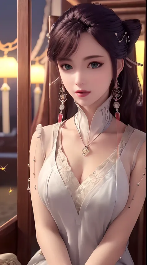 1 beautiful and sexy 20 year old girl, ((wearing a transparent silver nightgown with sexy white lace trim:1.7)), (((Transparent nightgown can see each part of the sexy girls body:1.7))), ((a dress with diamonds:1.7)), ((long black hair:1.6)), jewelry elabo...