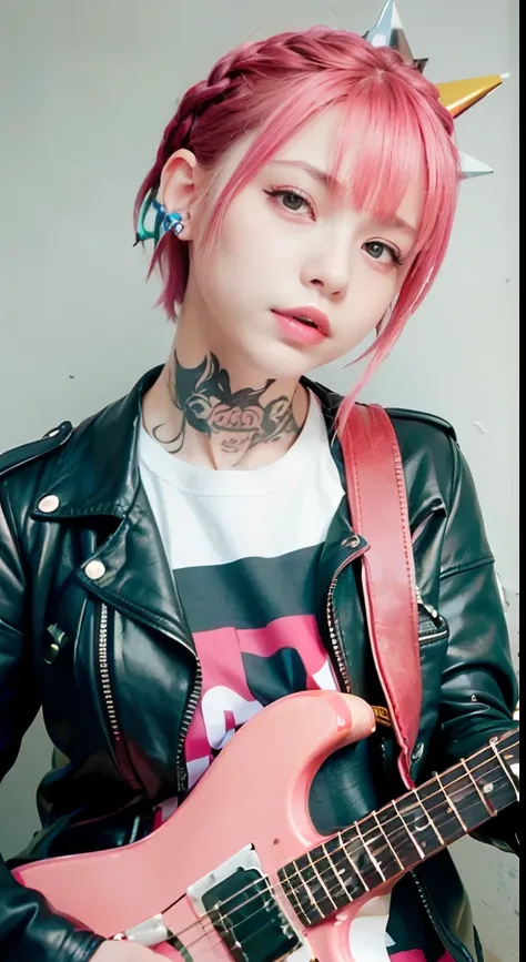 (masutepiece), (Portrait), (Aesthetic), (cute little), (upper blody), (High quality), (aesthetic clothings), (professional angle), (thirds rule), (Feminine), (Woman), , (Beautiful),(Feminine features), (18year old:1.4), Solo, 1 woman, (Charming punk girl),...