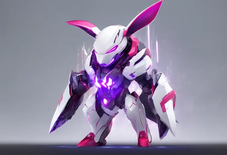 Havoc Strike, fierce attack rabbit, purple, suit, red and white ears, best quality, masterpiece