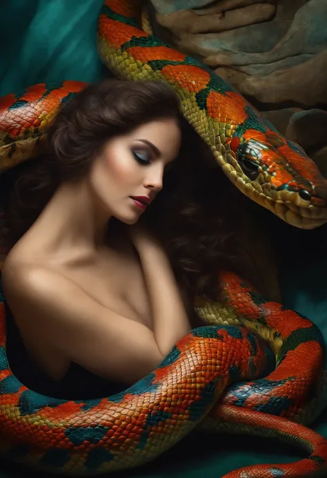 hermosa mujer con cabeza de serpiente