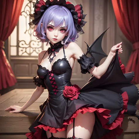 masutepiece, best_quality, 1girl in, Solo, (goth:1.2), remilia scarlet,