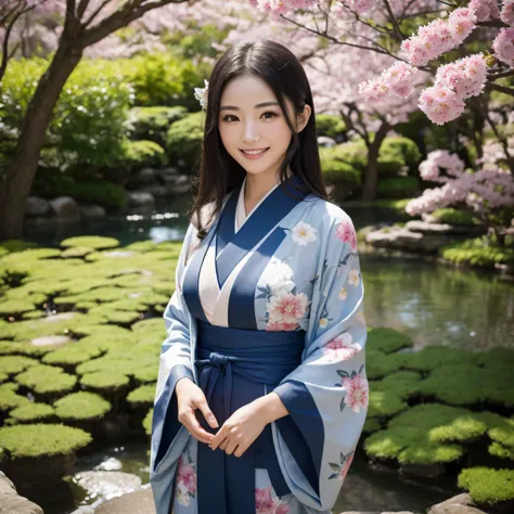 (Woman in Kimono)、((best qualtiy、8k masterpieces:1.3))、foco nítido:1.2、(ultra beautiful faces:1.0)、(shinny skin:1.0)、photos realistic、A dark-haired、Video Lighting、High-definition eyes and face、Video Lighting、Japanese actressl、from the front side、medium bre...