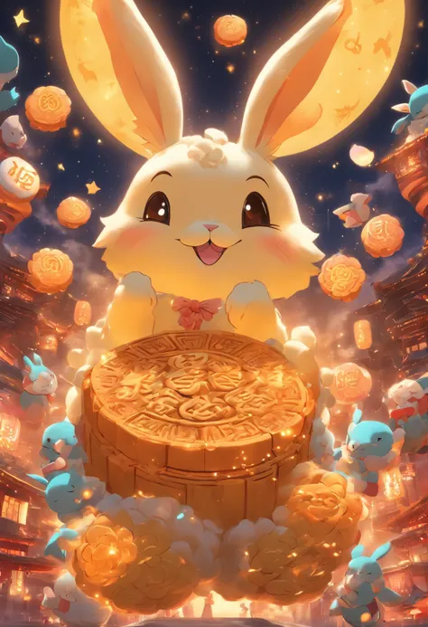 natta，themoon，Moon cake，anthropomorphic rabbit